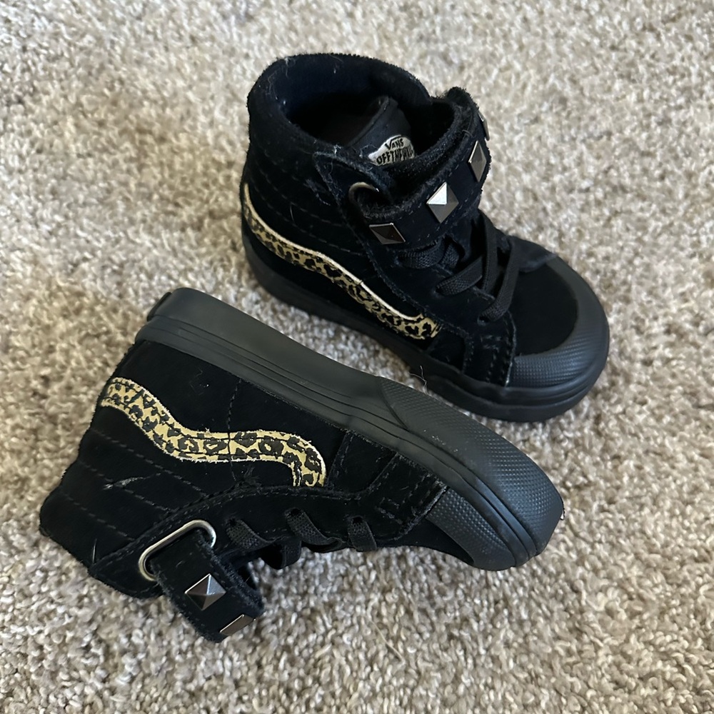 NWOT Black Leopard Toddler Vans size 4